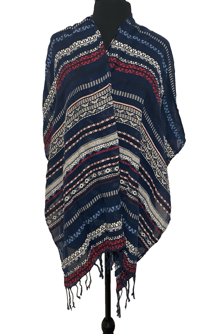 American Eagle Outfitters Poncho OS Aztec Southwestern Fringe Festival Shawl